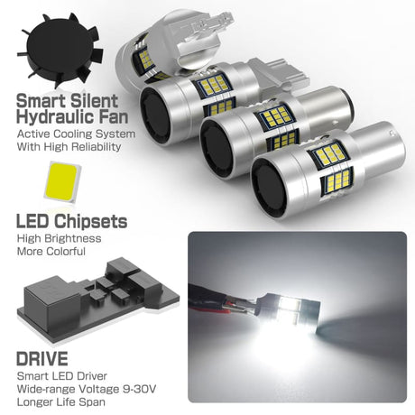 7507 PY21 White Canbus LED W/ Built in Resistors No Hyper Flash (PAIR)